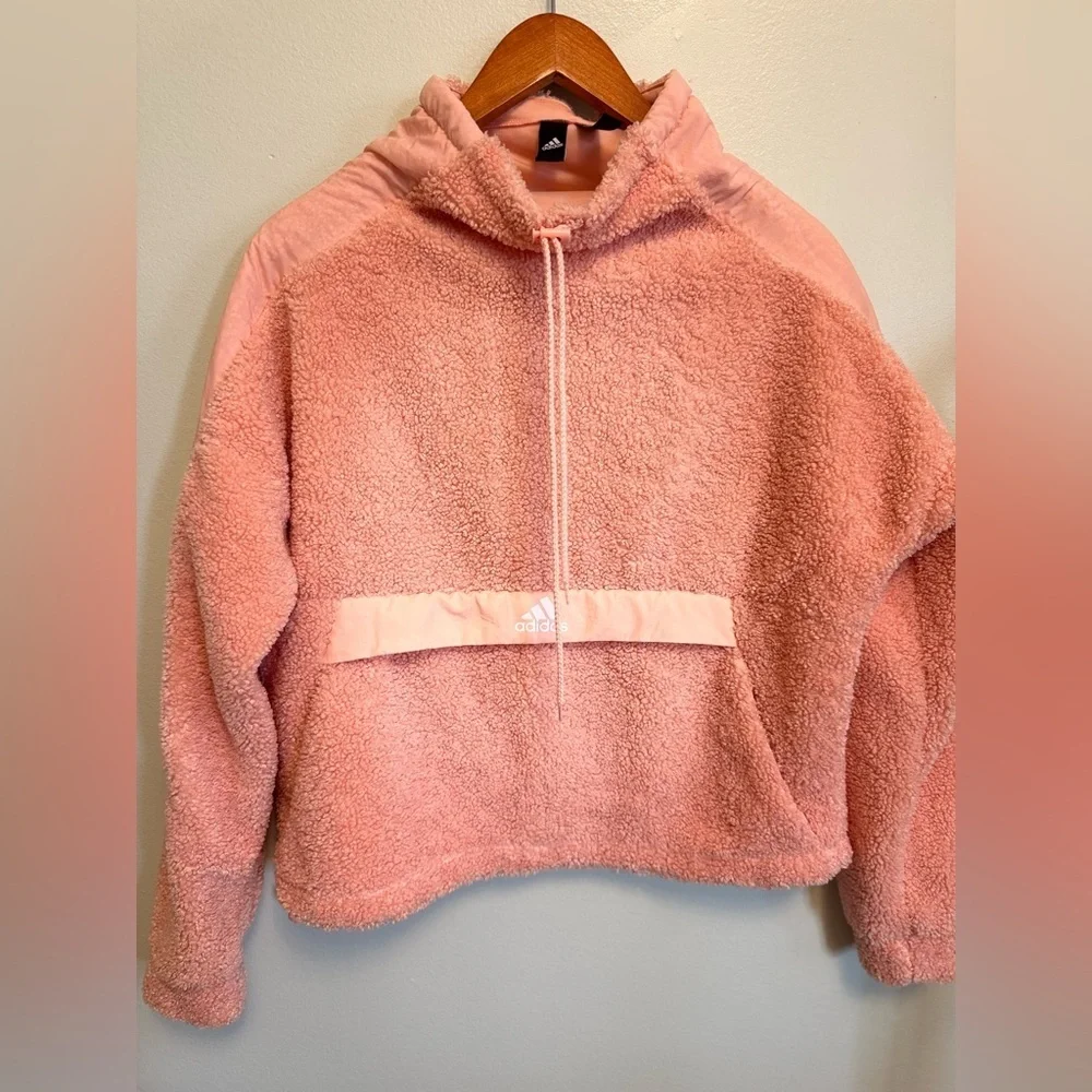Adidas Soft Pink Sherpa Pullover - Picture 4 of 8